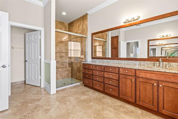 Bathroom, Dual Sink Vanities, Glass Shower, Interior, Recessed Lighting