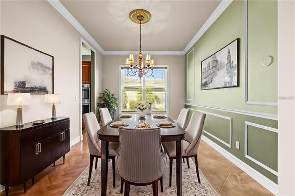 Chandelier, Dining room, Interior, Wood Texture Flooring