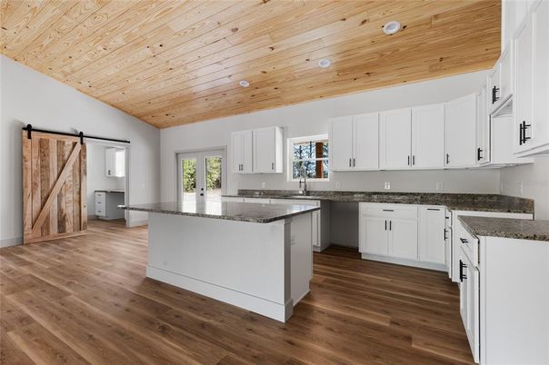 Interior, Kitchen, Recessed Lighting, Wooden Ceilings, Wood Texture Flooring
