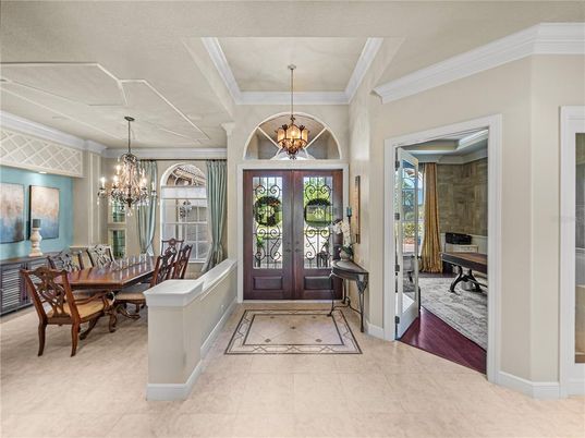 Chandelier, Dining room, Interior, Wood Texture Flooring