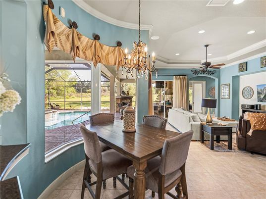 Chandelier, Dining room, Glass Ceilings, Interior, Living room, Recessed Lighting, Sun Room