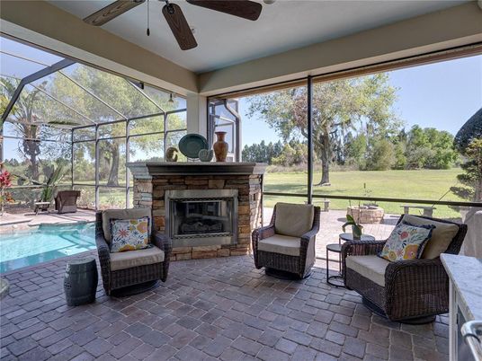 Fireplace, Glass Ceilings, Interior, Pool, Sun Room