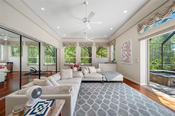 Interior, Living room, Recessed Lighting, Wood Texture Flooring