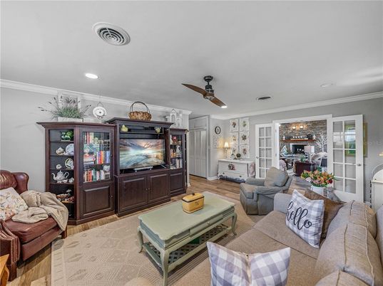 Interior, Living room, Recessed Lighting, Wood Texture Flooring