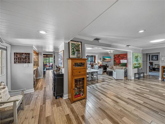 Interior, Living room, Recessed Lighting, Wood Texture Flooring