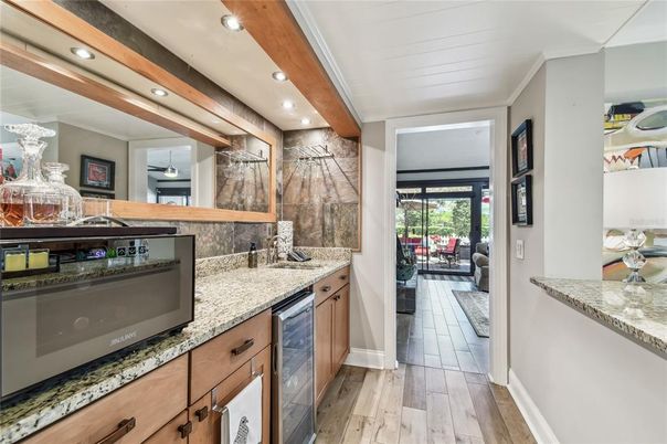 Interior, Kitchen, Recessed Lighting, Wood Texture Flooring