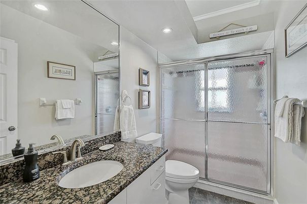 Bathroom, Glass Shower, Interior, Recessed Lighting