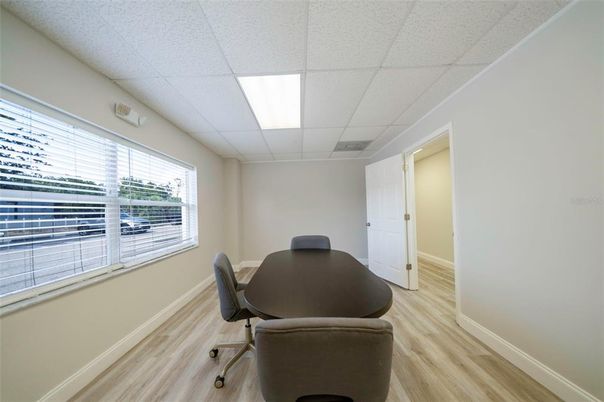 Home Office, Interior, Recessed Lighting, Wood Texture Flooring