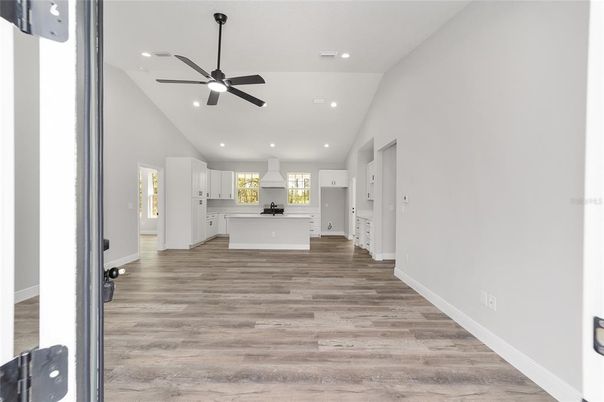 Interior, Kitchen, Recessed Lighting, Wood Texture Flooring