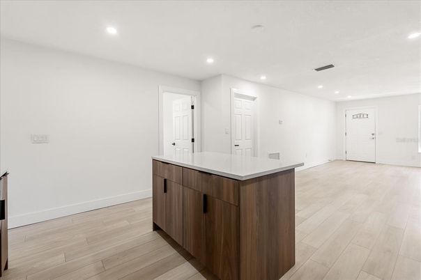 Empty room, Interior, Recessed Lighting, Wood Texture Flooring