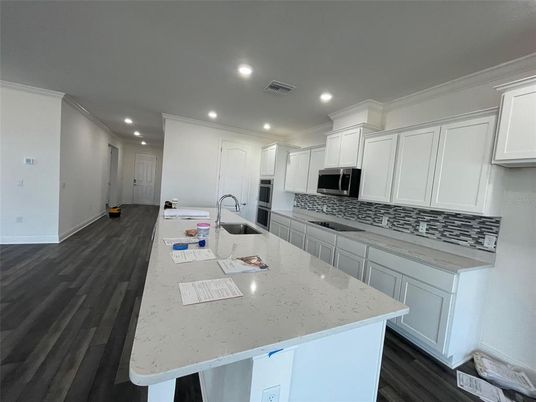 Interior, Kitchen, Recessed Lighting, Wood Texture Flooring