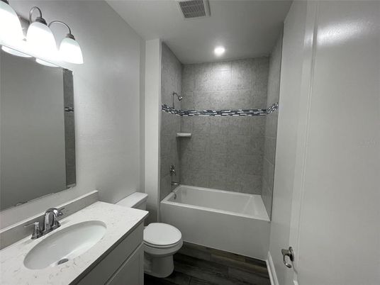 Bathroom, Interior, Recessed Lighting, Wood Texture Flooring