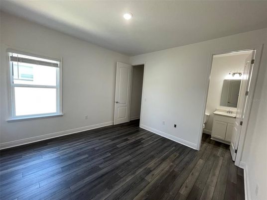 Bathroom, Empty room, Interior, Recessed Lighting, Wood Texture Flooring