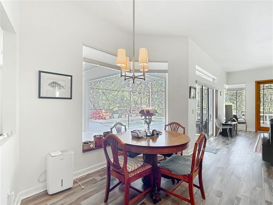 Chandelier, Dining room, Interior, Wood Texture Flooring