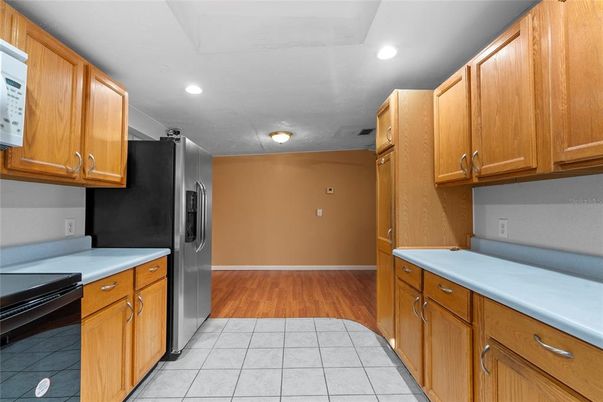 Interior, Kitchen, Recessed Lighting, Wood Texture Flooring