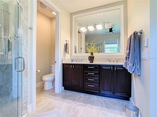 Bathroom, Dual Sink Vanities, Glass Shower, Interior