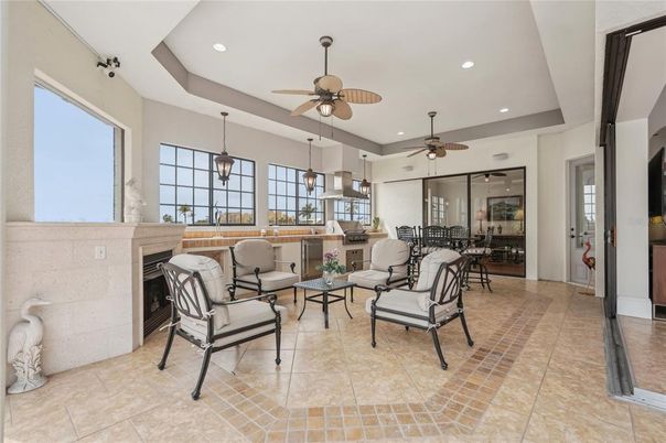 Fireplace, Interior, Kitchen, Living room, Pendant Lights, Recessed Lighting