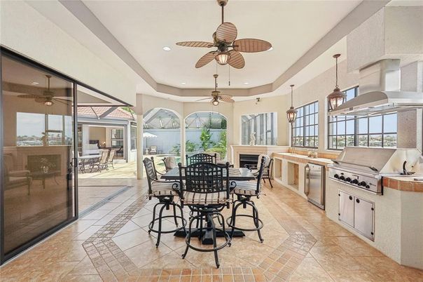 Dining room, Fireplace, Interior, Kitchen, Pendant Lights, Recessed Lighting