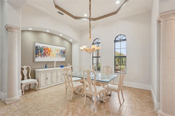 Chandelier, Dining room, Interior, Recessed Lighting