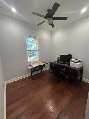 Game Room, Home Office, Interior, Recessed Lighting, Wood Texture Flooring