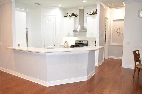 Interior, Kitchen, Recessed Lighting, Wood Texture Flooring