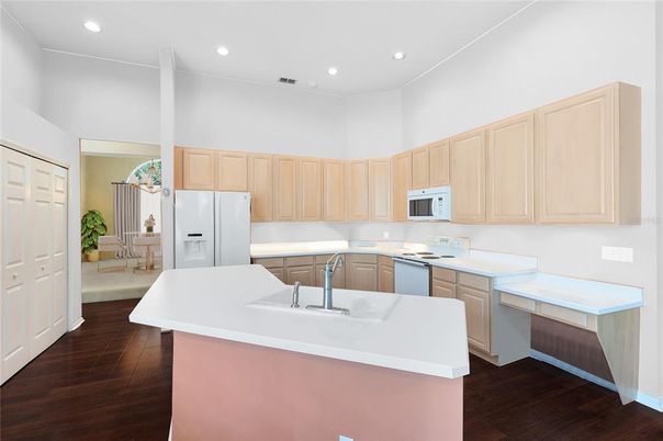 Interior, Kitchen, Recessed Lighting, Wood Texture Flooring