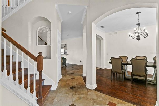 Chandelier, Dining room, Interior, Wood Texture Flooring