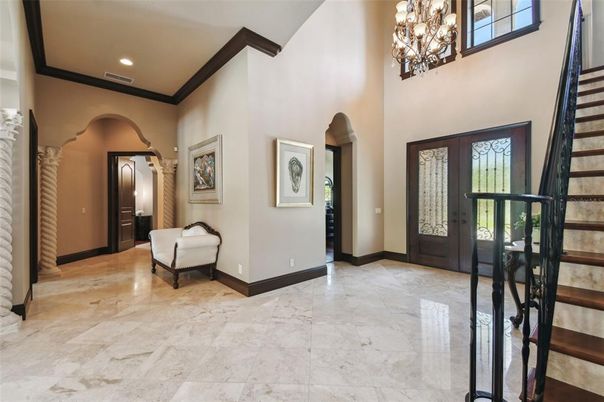 Chandelier, Interior, Marble, Recessed Lighting