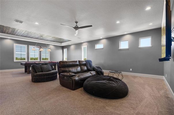 Billiard Table, Game Room, Interior, Living room, Pendant Lights, Recessed Lighting