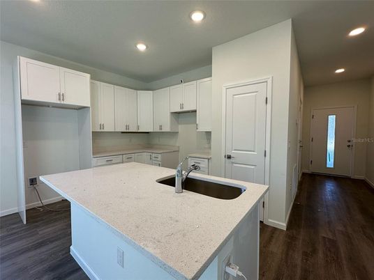 Interior, Kitchen, Recessed Lighting, Wood Texture Flooring