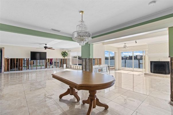 Chandelier, Fireplace, Interior, Water