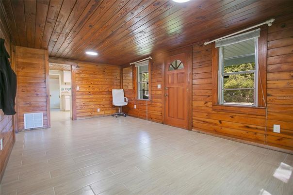 Empty room, Interior, Recessed Lighting, Wooden Ceilings, Wood Texture Flooring, Wooden Walls