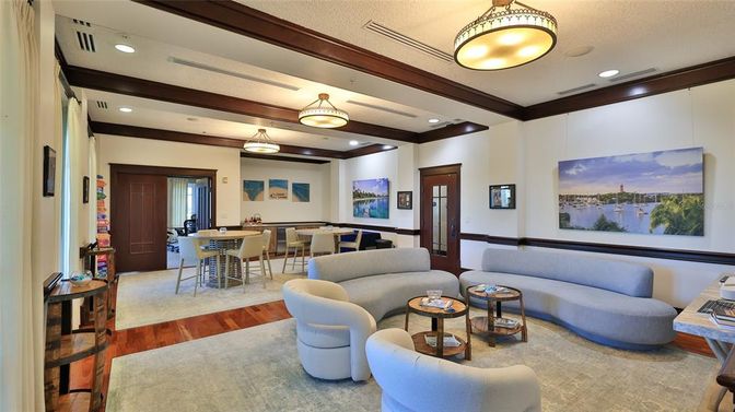 Dining room, Interior, Living room, Recessed Lighting, Wood Texture Flooring