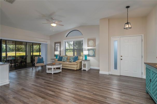 Dining room, Interior, Living room, Pendant Lights, Wood Texture Flooring