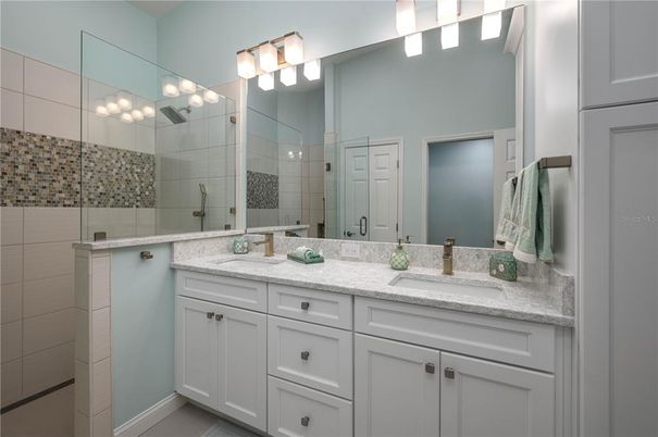 Bathroom, Dual Sink Vanities, Glass Shower, Interior