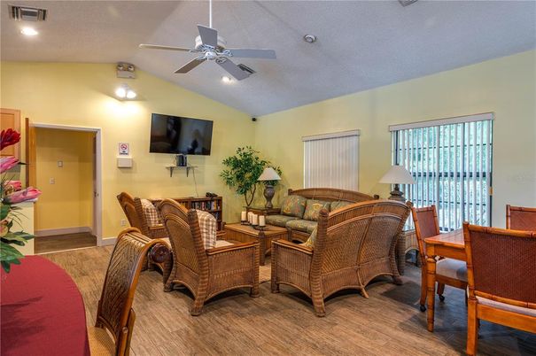 Dining room, Interior, Living room, Recessed Lighting, Wood Texture Flooring