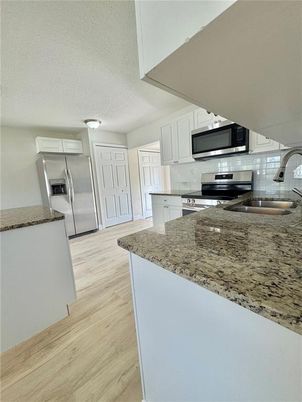 Interior, Kitchen, Stainless Steel Appliances, Wood Texture Flooring