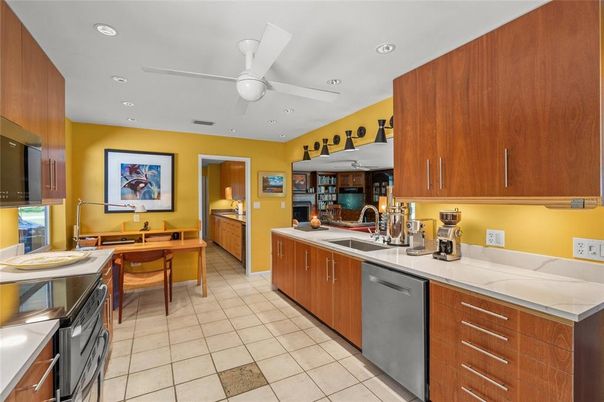 Dining room, Interior, Kitchen, Recessed Lighting, Tile Countertops