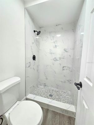 Bathroom, Interior, Marble Walls, Wood Texture Flooring