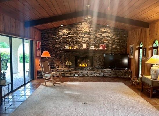 Fireplace, Interior, Living room, Stone Walls, Wooden Beams, Wooden Ceilings, Wooden Walls