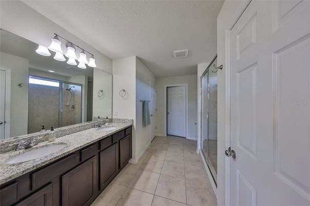 Bathroom, Dual Sink Vanities, Glass Shower, Interior