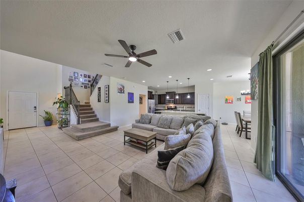 Dining room, Interior, Kitchen, Living room, Pendant Lights, Recessed Lighting, Stainless Steel Appliances