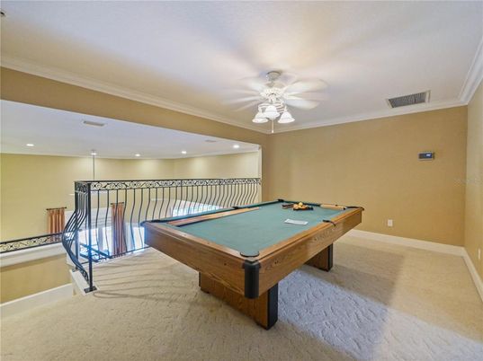 Billiard Table, Game Room, Interior, Recessed Lighting