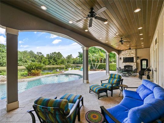 Exterior, Fireplace, Pool