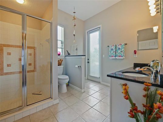 Bathroom, Glass Shower, Interior, Pendant Lights