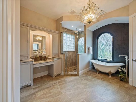Bathroom, Dual Sink Vanities, Free Standing Baths, Interior, Recessed Lighting