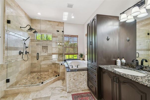 Bathroom, Glass Shower, Interior, Recessed Lighting