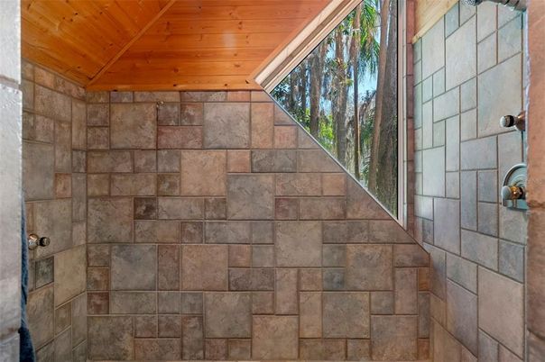 Bathroom, Interior, Stone Walls, Wooden Ceilings