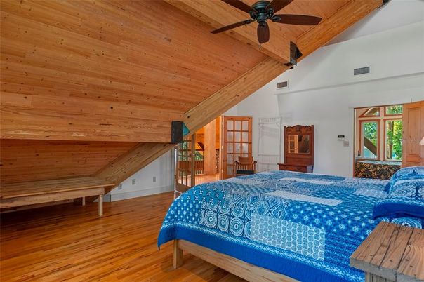 Bedroom, Interior, Wooden Beams, Wooden Ceilings, Wood Texture Flooring