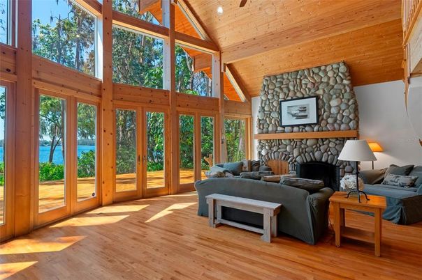 Fireplace, Interior, Living room, Stone Walls, Wooden Beams, Wooden Ceilings, Wood Texture Flooring, Wooden Walls